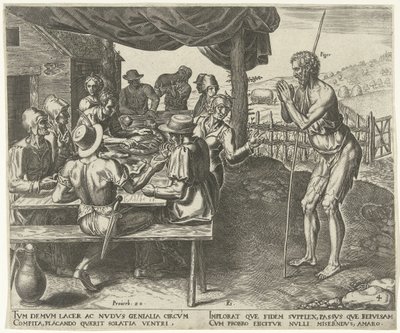 De luiaard mag niet mee eten na de oogst door Philips Galle