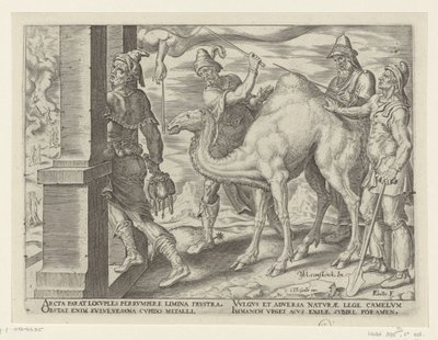 Het is gemakkelijker voor een kameel om door het oog van een naald te gaan, dan voor een rijke om het koninkrijk van God binnen te gaan De ellende van rijkdom door Philips Galle