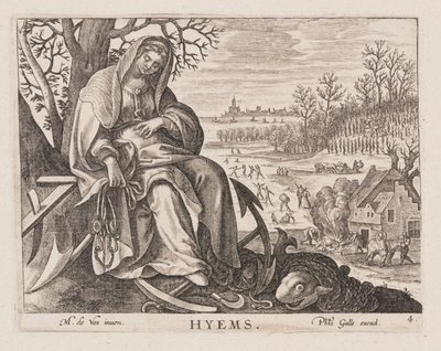 Hyems, van Vier Jaargetijden door Philips Galle