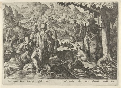 Jacht op berggeiten door Philips Galle
