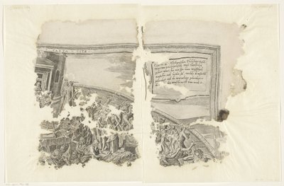 Rechterbovenhoek van een prent van het tafereel van Cebes door Philips Galle