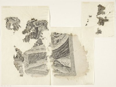 Rechteronderhoek van een prent van het tafereel van Cebes door Philips Galle