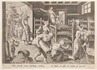 De bladeren op de voedertafels verspreiden door Philips Galle