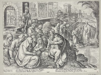 St. Paulus spreekt met de vrouwen van Filippi door Philips Galle