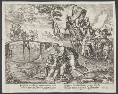 St. Philip doopt de eunuch door Philips Galle