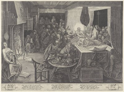 Sterfbed van Maria door Philips Galle
