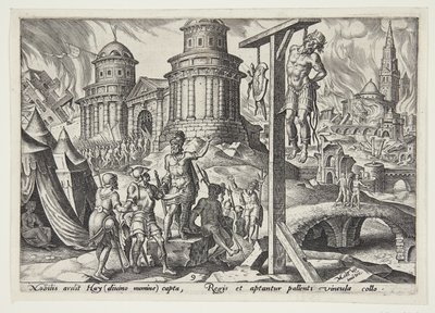 De koning van Ai opgehangen door Philips Galle