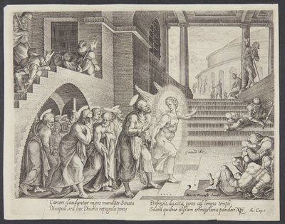 De Engel die de Apostelen uit de Gevangenis Bevrijdt door Philips Galle