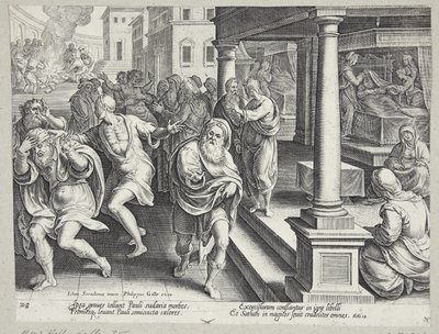 De begrafenis van St. Stefanus door Philips Galle