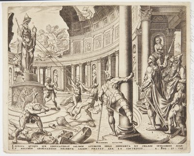 De vernietiging van de tempel van Astarte, Chemosh en Milcom door Philips Galle
