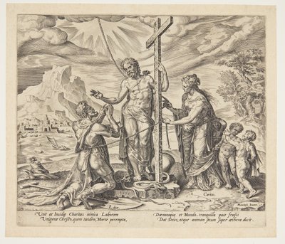 De ijverige arbeider verenigd met Christus na de dood door Philips Galle
