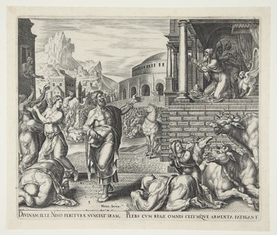 De mensen van Nineve berouwvol na het horen van de profetieën van Jona door Philips Galle