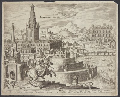 De muren van Babylon door Philips Galle