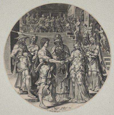 De bruiloft van Samson en de Filistijnse vrouw door Philips Galle