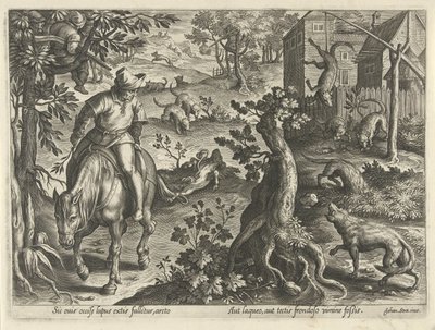 Wolvenjacht met vallen (Jachttaferelen) door Philips Galle