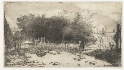 Landschap met een wit hek door Philips Koninck