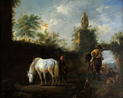 Een Valkenpartij, c.1665 door Philips Wouwerman