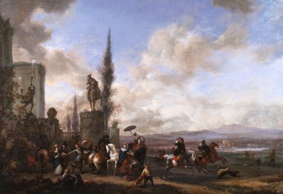Vertrek voor de jacht door Philips Wouwerman