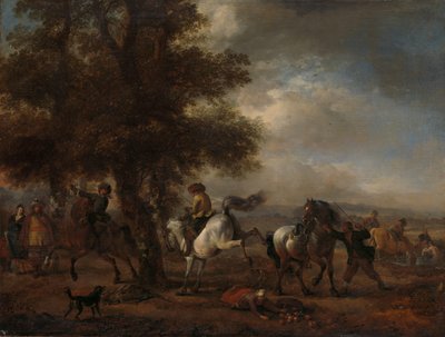 De bokkende grijze door Philips Wouwerman