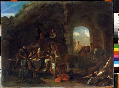 Tafereel in een taverne door Philips Wouwermans or Wouvermans