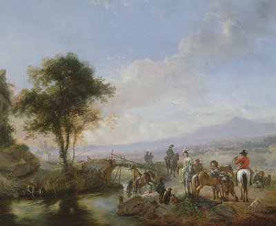 Een valkenjachtpartij door Philips Wouwerman