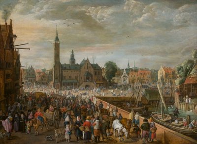 Uitzicht op de Grote Markt in Lier, begin 17e eeuw door Philips de Momper the Elder