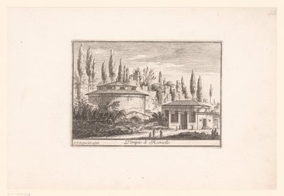 Zicht op de Tempel van Romulus door Philothée Francois Duflos