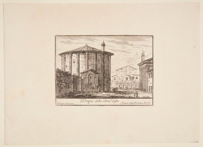 Deens: Tempel voor de godin Vesta. 1. Tempel van Fortuna Virile. Tempel van Fortuna Virile door Philothée Francois Duflos