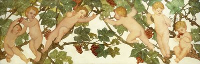 Putti die Spelen in een Wijngaard door Phoebe Anna Traquair