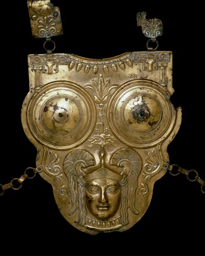 Fenicische beschaving: goud bronzen oorlogsschip van Ksour-es-Saf. 3e-2e eeuw v.Chr. door Phoenician