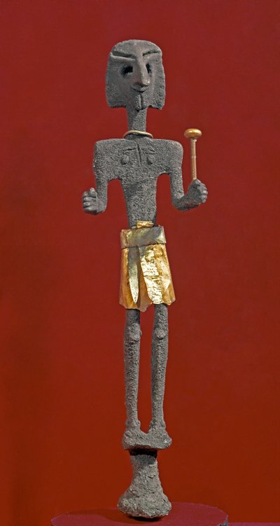 Fenicische kunst: beeldje van een godheid in zilver en goud. 20e of 19e eeuw v.Chr. Uit Ras Shamra (Ugarit of Ougarit) door Phoenician Phoenician