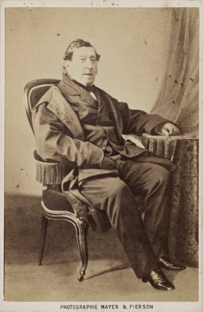 Portret van de componist Gioachino Antonio Rossini door Photo studio Mayer and Pierson.