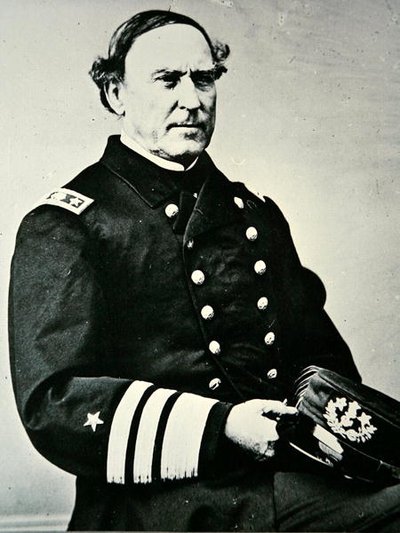Portret van David Glasgow Farragut; veroverde New Orleans in 1862 en Mobile Bay door Photographer American