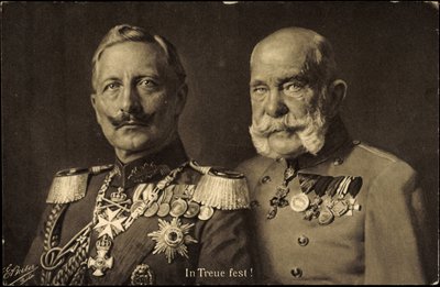 Kaiser Wilhelm II van Pruisen met Keizer Franz Josef I van Oostenrijk, loyaliteit door Photographer German