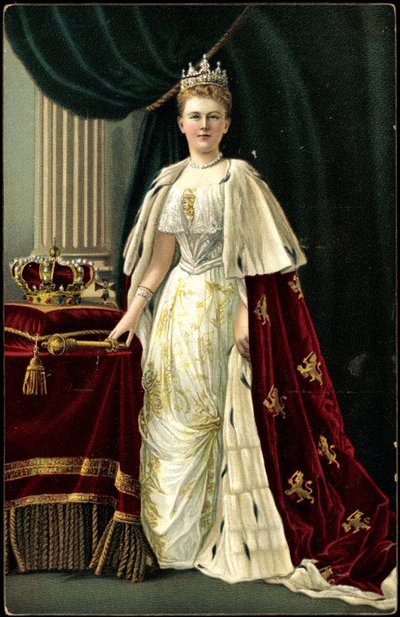 Koningin Wilhelmina van Nederland met kroon, stengel door Photographer German