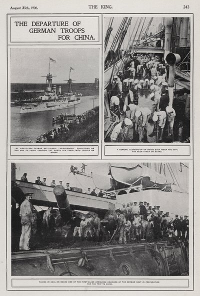 Vertrek van Duitse troepen naar China om de Bokseropstand te onderdrukken, augustus 1900 door Photographer German
