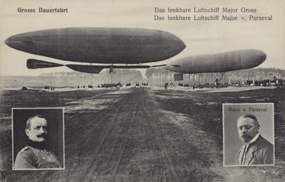 Luchtschepen van Hans Georg Friedrich Gross en August von Parseval door Photographer German