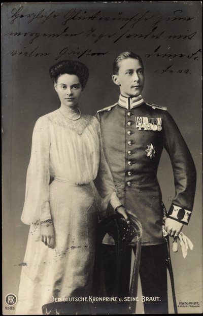 Duitse Kroonprins met Bruid, Friedrich Wilhelm, RPH door Photographer German