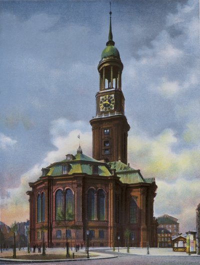 Hamburg: Michaeliskirche, afgebrand 3 juni 1906, herbouwd 1906-12 (foto) door Photographer German