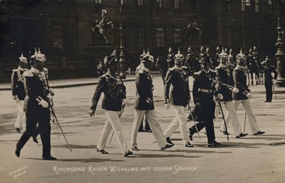 Kaiser Wilhelm II en zijn zonen (zwart-wit foto) door Photographer German