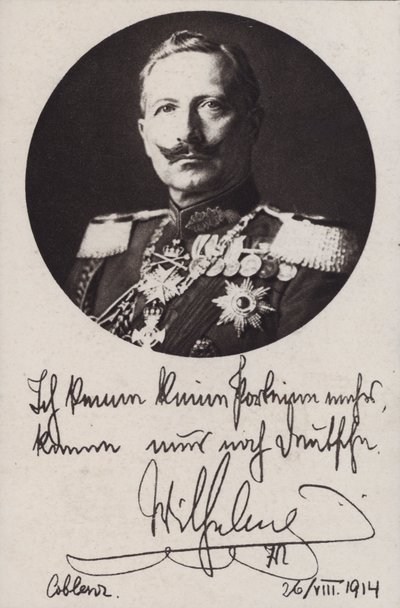 Kaiser Wilhelm II van Duitsland, Eerste Wereldoorlog propaganda ansichtkaart door Photographer German