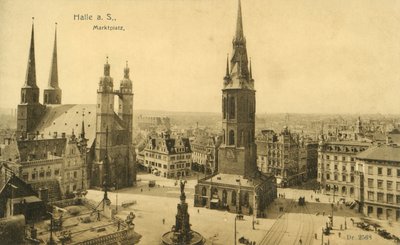 Marktplaats, Halle (zwart-wit foto) door Photographer German
