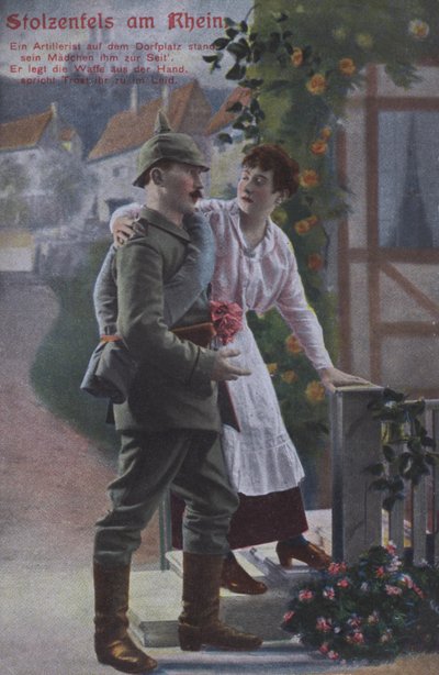Kasteel Stolzenfels aan de Rijn, Duitse patriottische militaire ansichtkaart door Photographer German