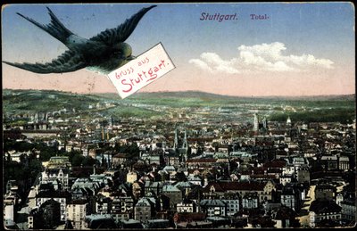 Stuttgart, uitzicht op de stad met zwaluw door Photographer German