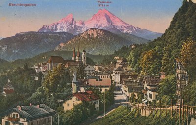 Watzmann berg in Berchtesgaden, Duitsland. Ansichtkaart verzonden in 1913. door Photographer German