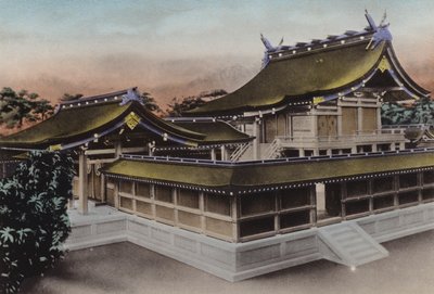 Japan, ca. 1912: Hoofdgebouw van Meiji Jingu, heiligdom, Tokio door Photographer Japanese