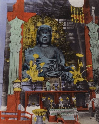 Japan, ca. 1912: De grootste Daibutsu in Japan dateert uit 749 en is 53 1/2 voet hoog en het gezicht is 16 voet lang in Nara door Photographer Japanese