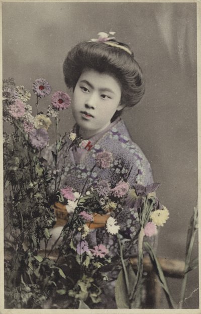 Japans meisje met bloemen door Photographer Japanese