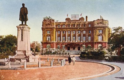 Mantsjoerije: Yamato Hotel, Het standbeeld van generaal Oshima in Dairen door Photographer Japanese