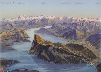 Burgenstock en het Vierwoudstedenmeer (kleurenfoto) door Photographer Swiss
